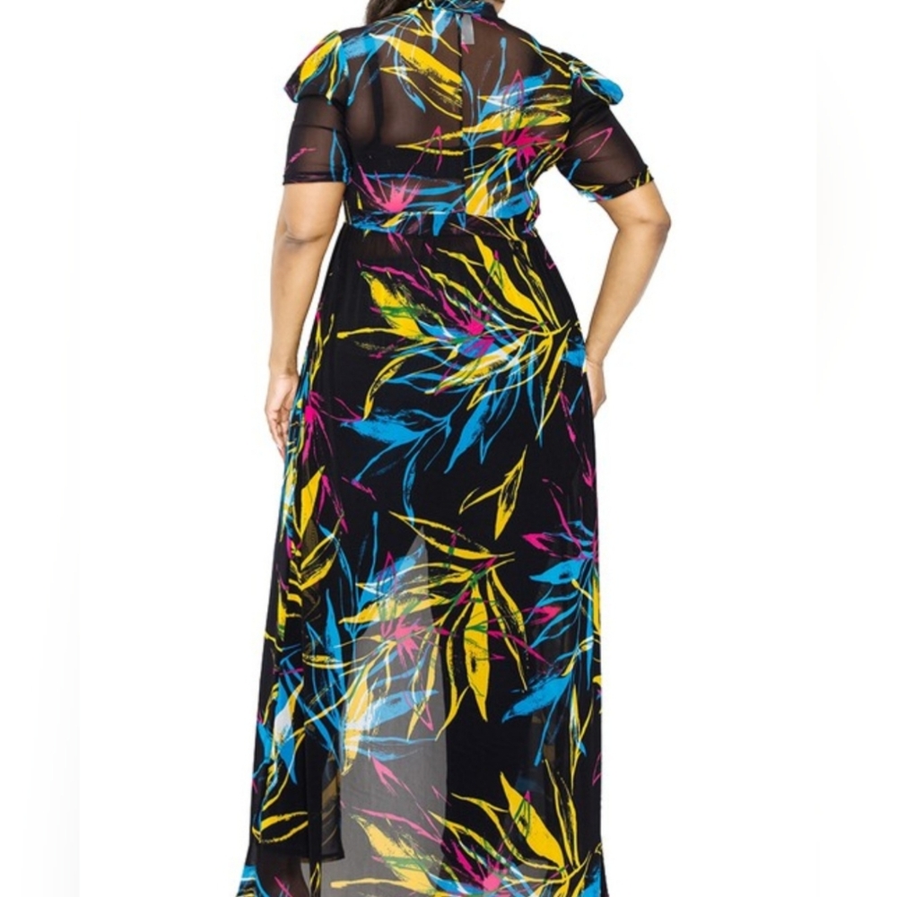 Colorful Sheer Maxi Top - Picture 2 of 2